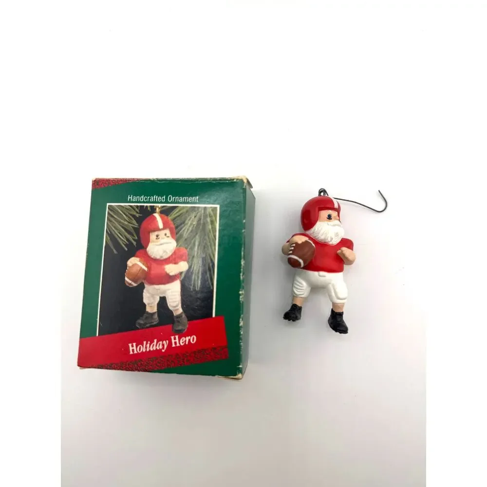 Vintage 1988 Hallmark‎ Holiday Hero Football Player Ornament Santa Claus